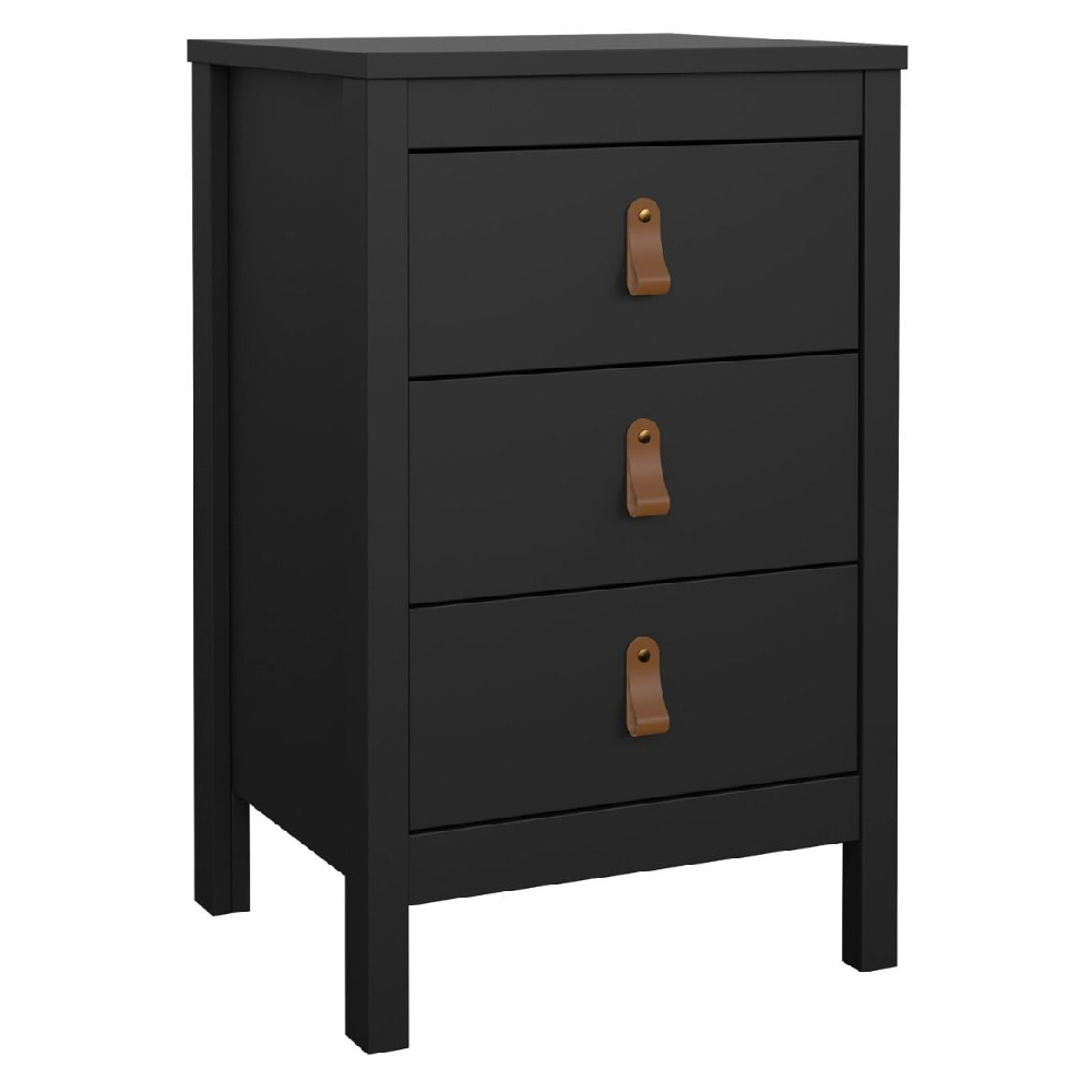 Bellevue Wooden Bedside Cabinet With 3 Drawers In Matt Black