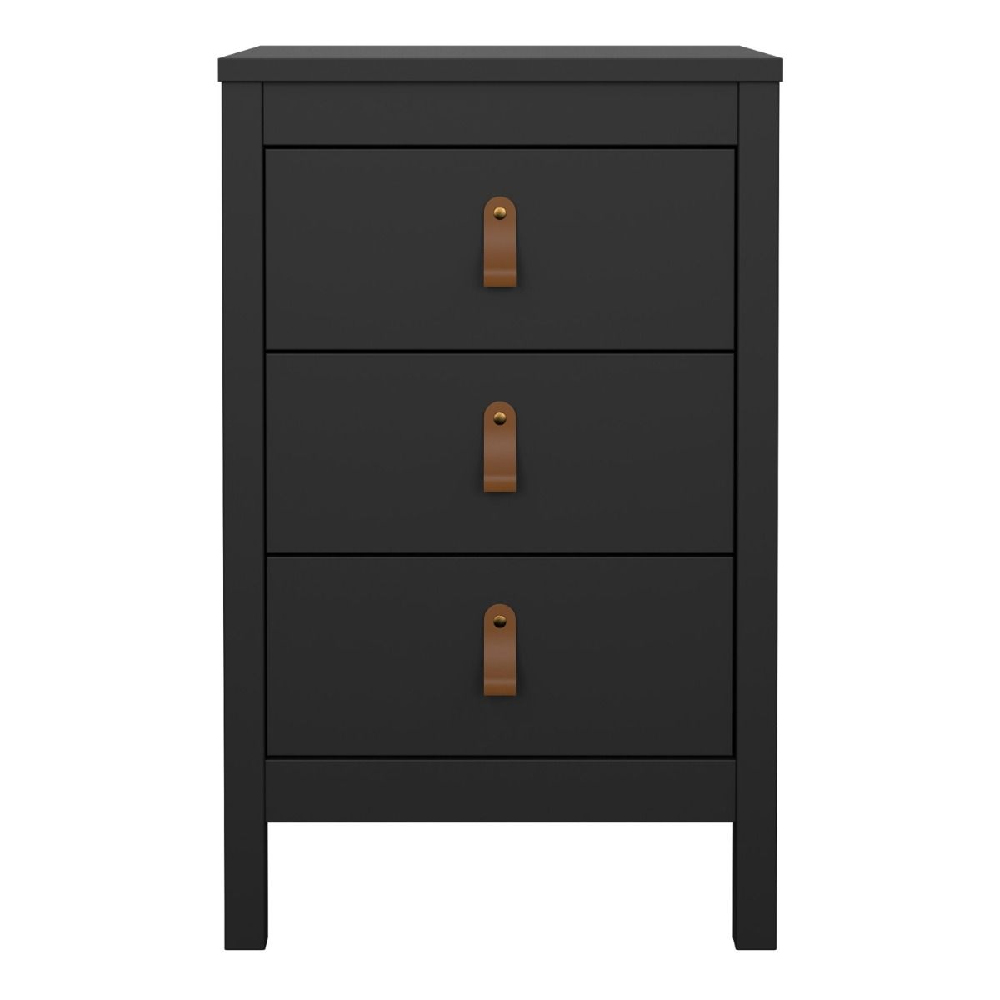 Bellevue Wooden Bedside Cabinet With 3 Drawers In Matt Black