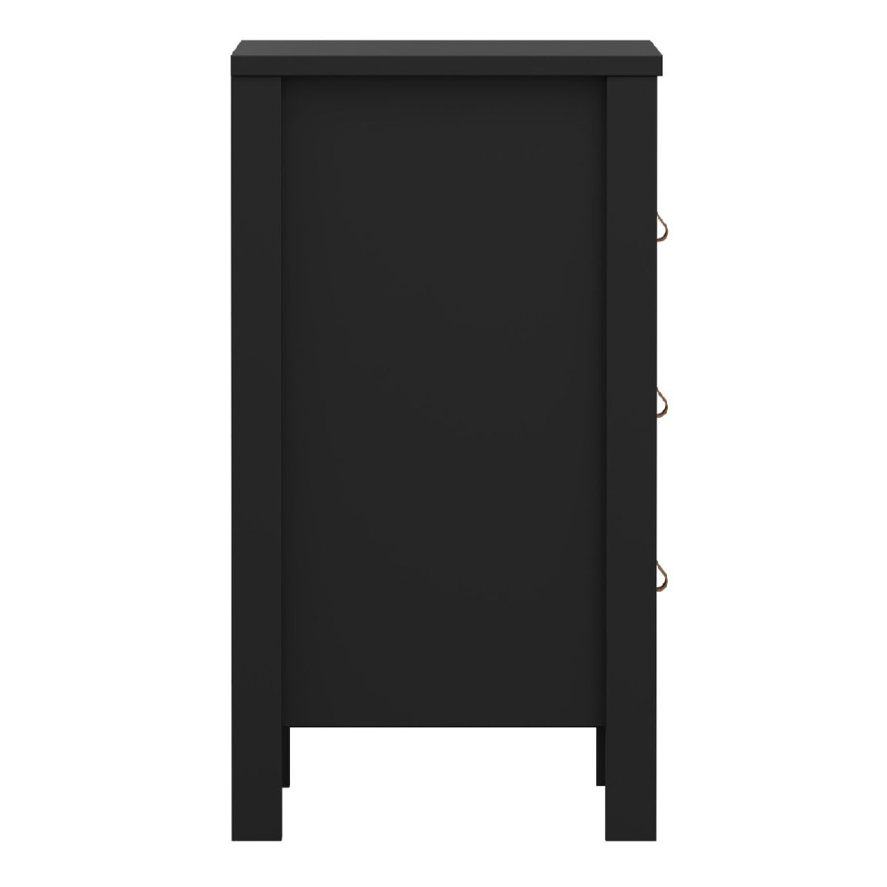 Bellevue Wooden Bedside Cabinet With 3 Drawers In Matt Black
