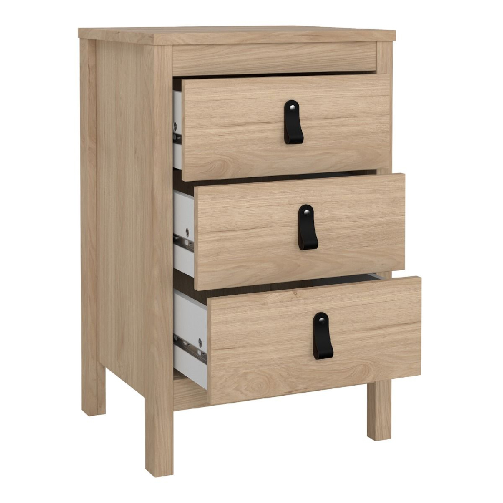 Bellevue Wooden Bedside Cabinet With 3 Drawers In Oak