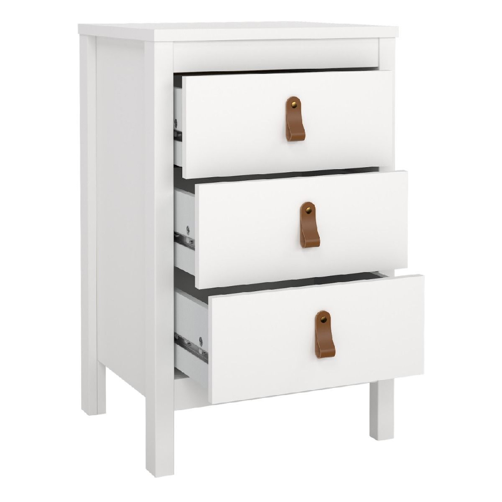 Bellevue Wooden Bedside Cabinet With 3 Drawers In White