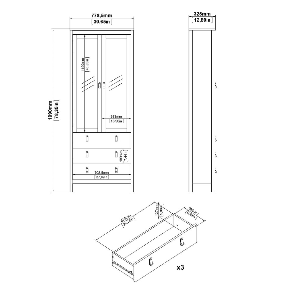 Bellevue Wooden Display Cabinet With 2 Doors In Oak
