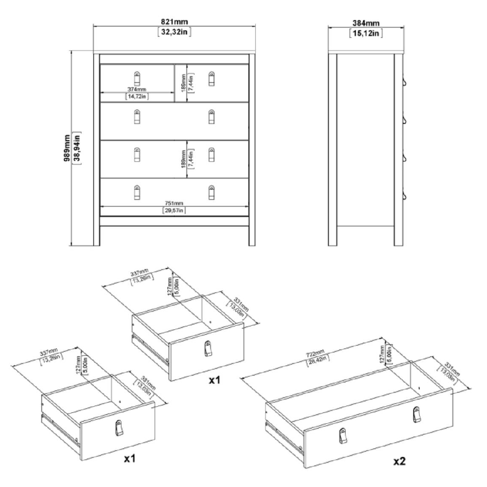 Bellevue Wooden Furniture Set With 3 Doors Wardrobe In Oak