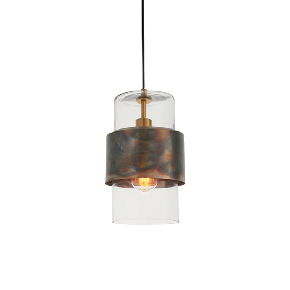 Bellflower Clear Glass Shade Ceiling Light In Bronze