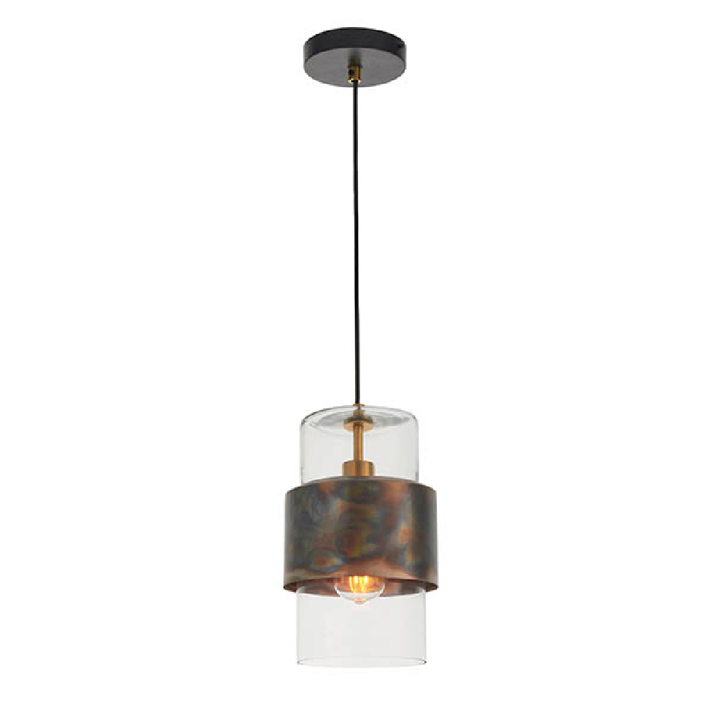 Bellflower Clear Glass Shade Ceiling Light In Bronze