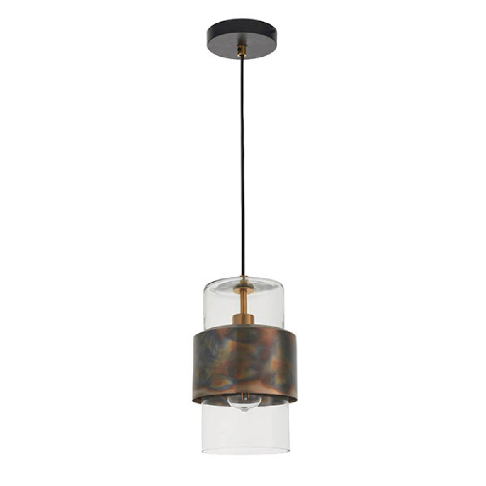 Bellflower Clear Glass Shade Ceiling Light In Bronze