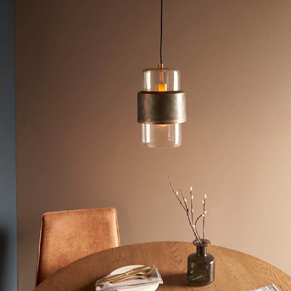Read more about Bellflower clear glass shade ceiling light in bronze