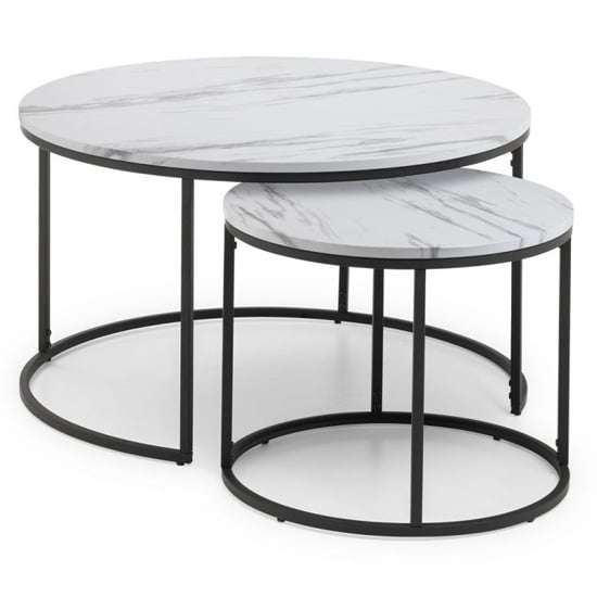 Bellini Round Wooden Nesting Coffee Table In White Marble Effect_2