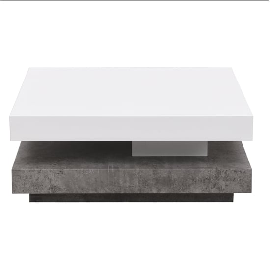 Hugo Rotating Gloss Coffee Table In White Concrete Effect_4