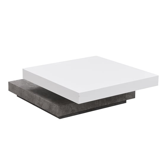 Hugo Rotating Gloss Coffee Table In White Concrete Effect_7
