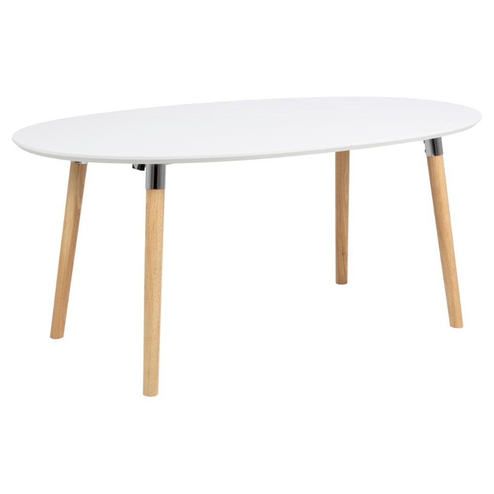 Bellini Wooden Extending Dining Table With Oak Legs In White