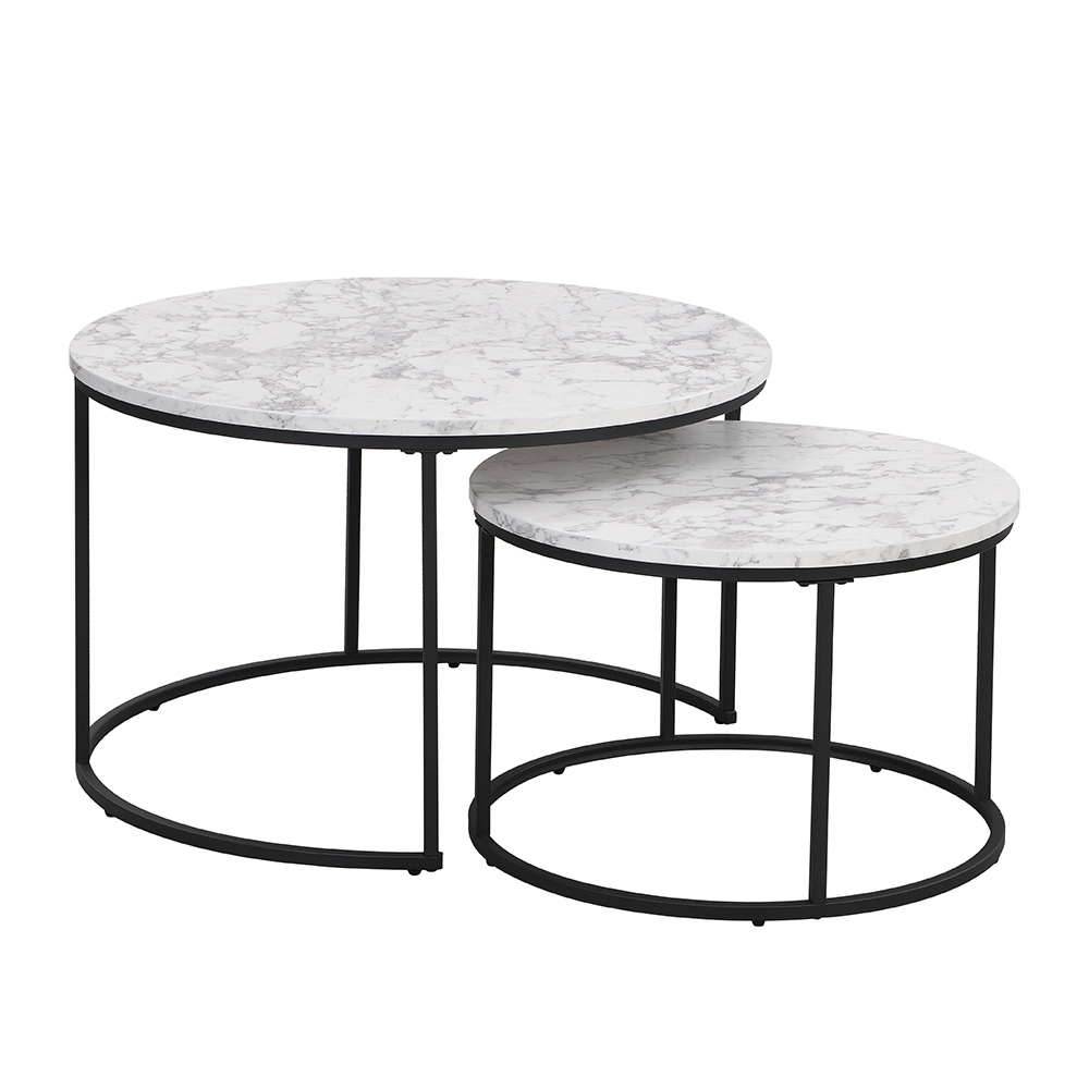 Bellini Wooden Nesting Coffee Tables In White Marble Effect