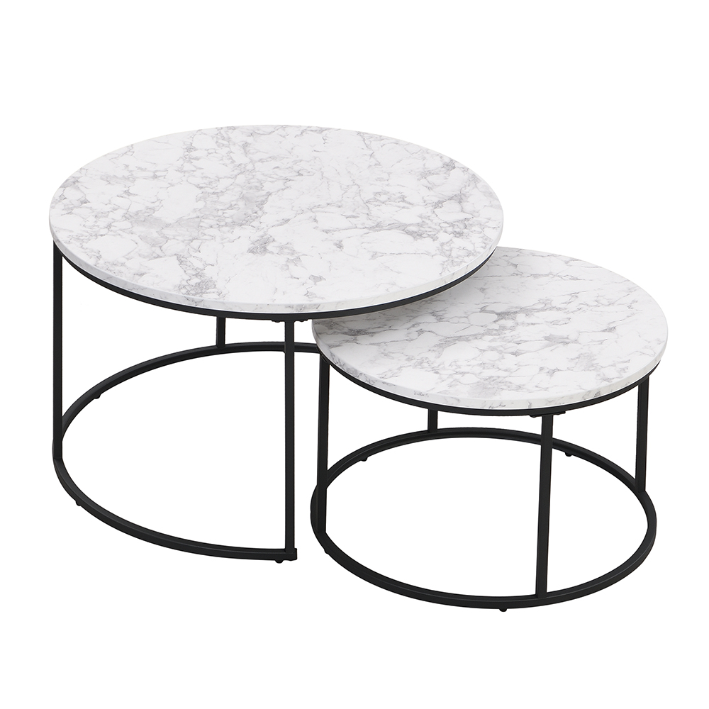 Bellini Wooden Nesting Coffee Tables In White Marble Effect