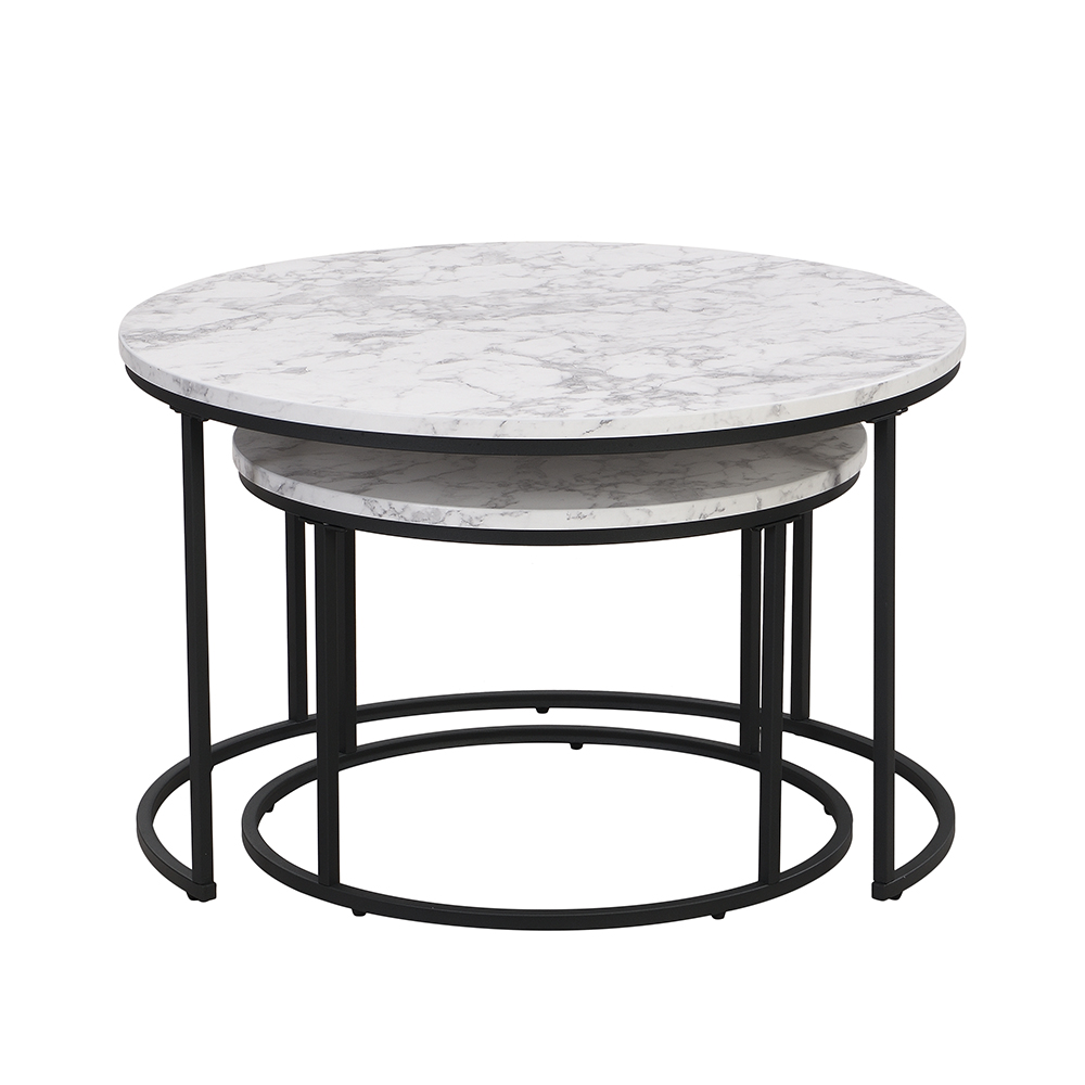 Bellini Wooden Nesting Coffee Tables In White Marble Effect