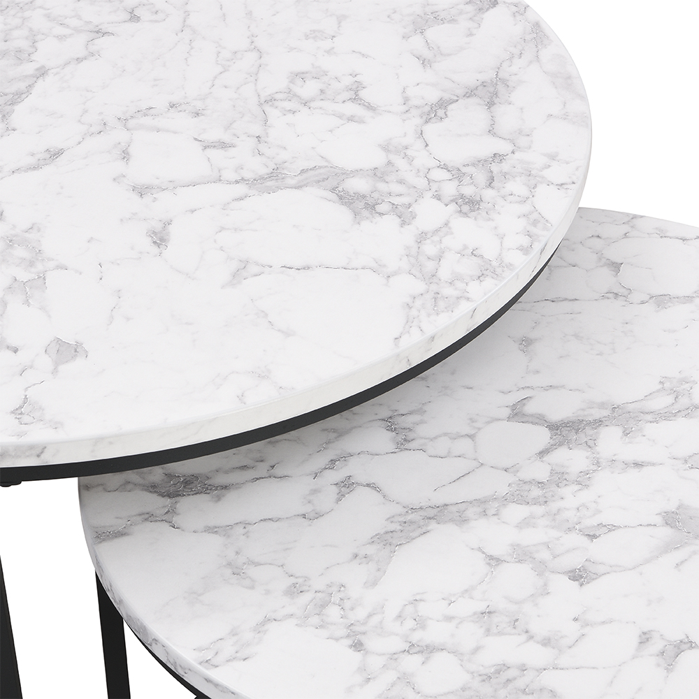 Bellini Wooden Nesting Coffee Tables In White Marble Effect