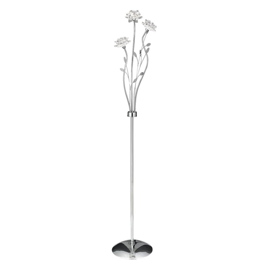 Bellis 3 Lights Clear Glass Floor Lamp In Chrome
