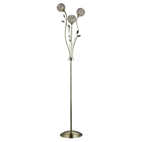 Read more about Bellis ii 3 lights clear glass floor lamp in brass