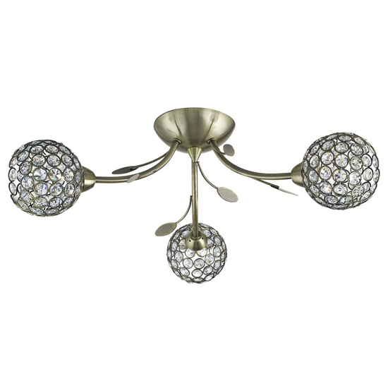 Read more about Bellis ii 3 lights clear glass flush ceiling light in brass