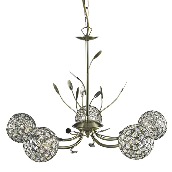 Read more about Bellis ii 5 lights clear glass ceiling pendant light in brass