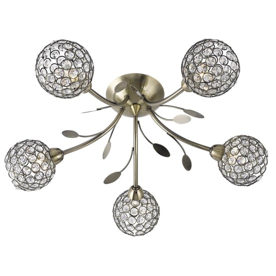 Product photograph of Bellis Ii 5 Lights Clear Glass Flush Ceiling Light In Brass from Furniture in Fashion