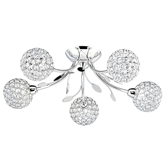 Read more about Bellis ii 5 lights clear glass flush ceiling light in chrome