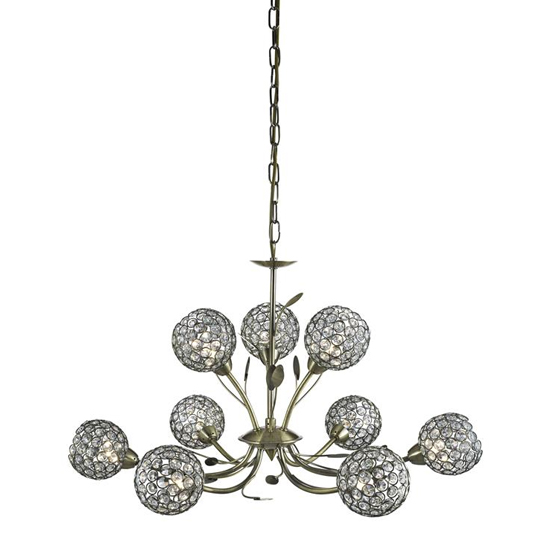 Product photograph of Bellis Ii 9 Lights Clear Glass Ceiling Pendant Light In Brass from Furniture in Fashion