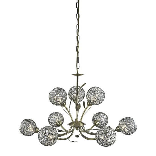 Photo of Bellis ii 9 lights clear glass ceiling pendant light in brass