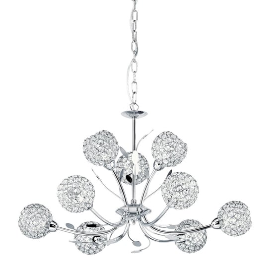 Bellis II 9 Lights Clear Glass Ceiling Pendant Light In Chrome