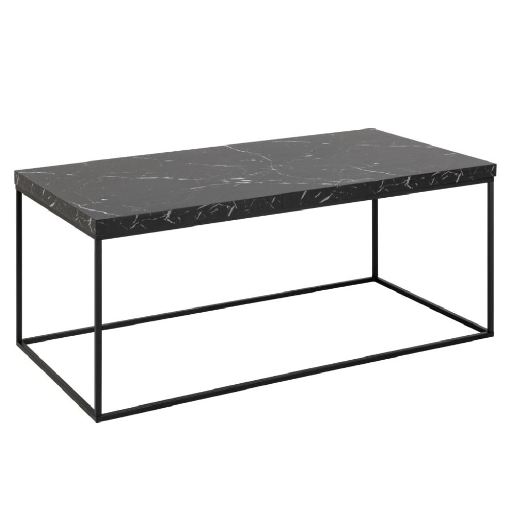 Bellmore Wooden Rectangular Coffee Table In Black Marble Effect