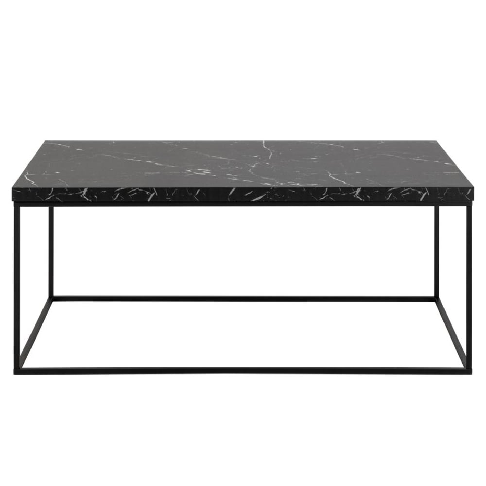 Bellmore Wooden Rectangular Coffee Table In Black Marble Effect
