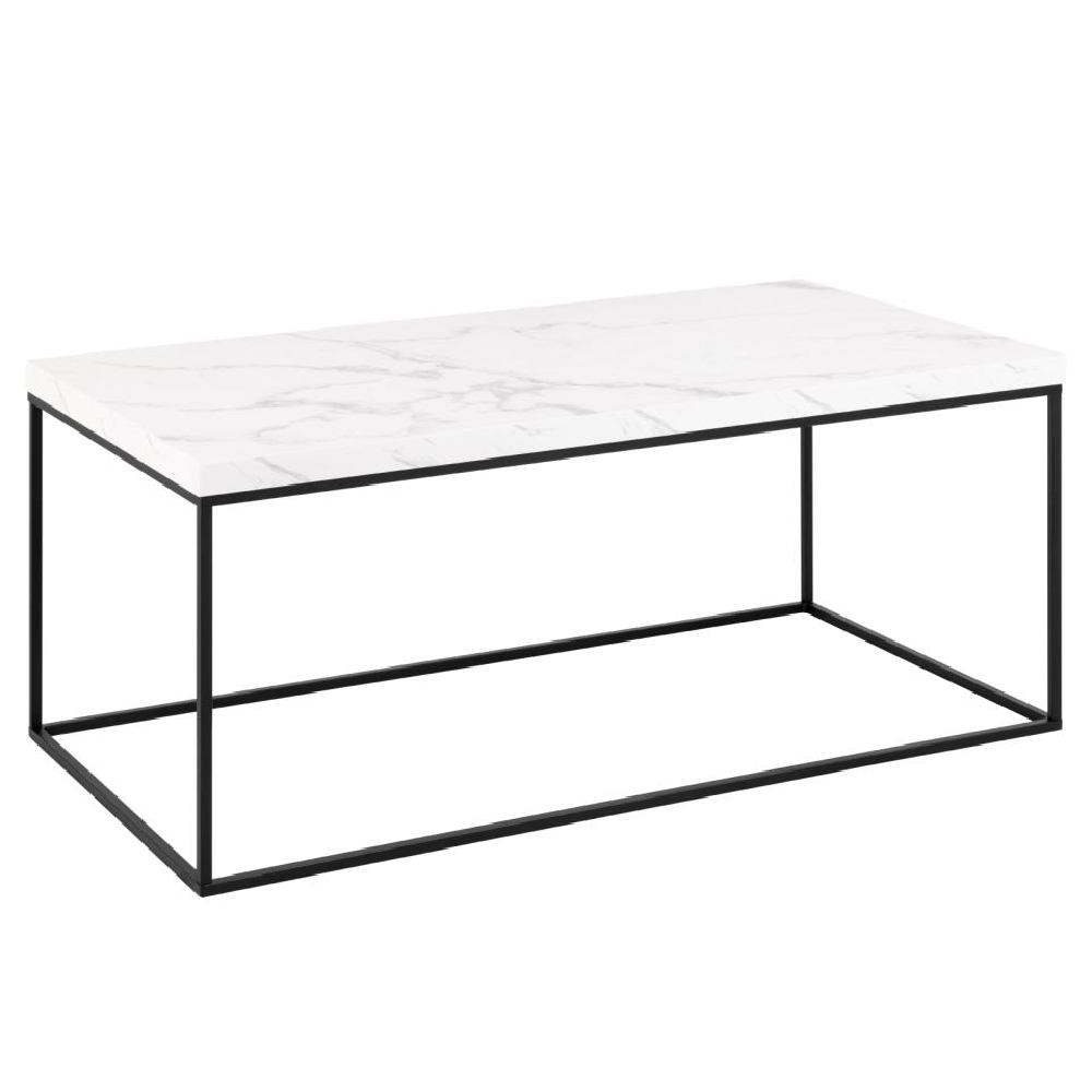 Bellmore Wooden Rectangular Coffee Table In White Marble Effect