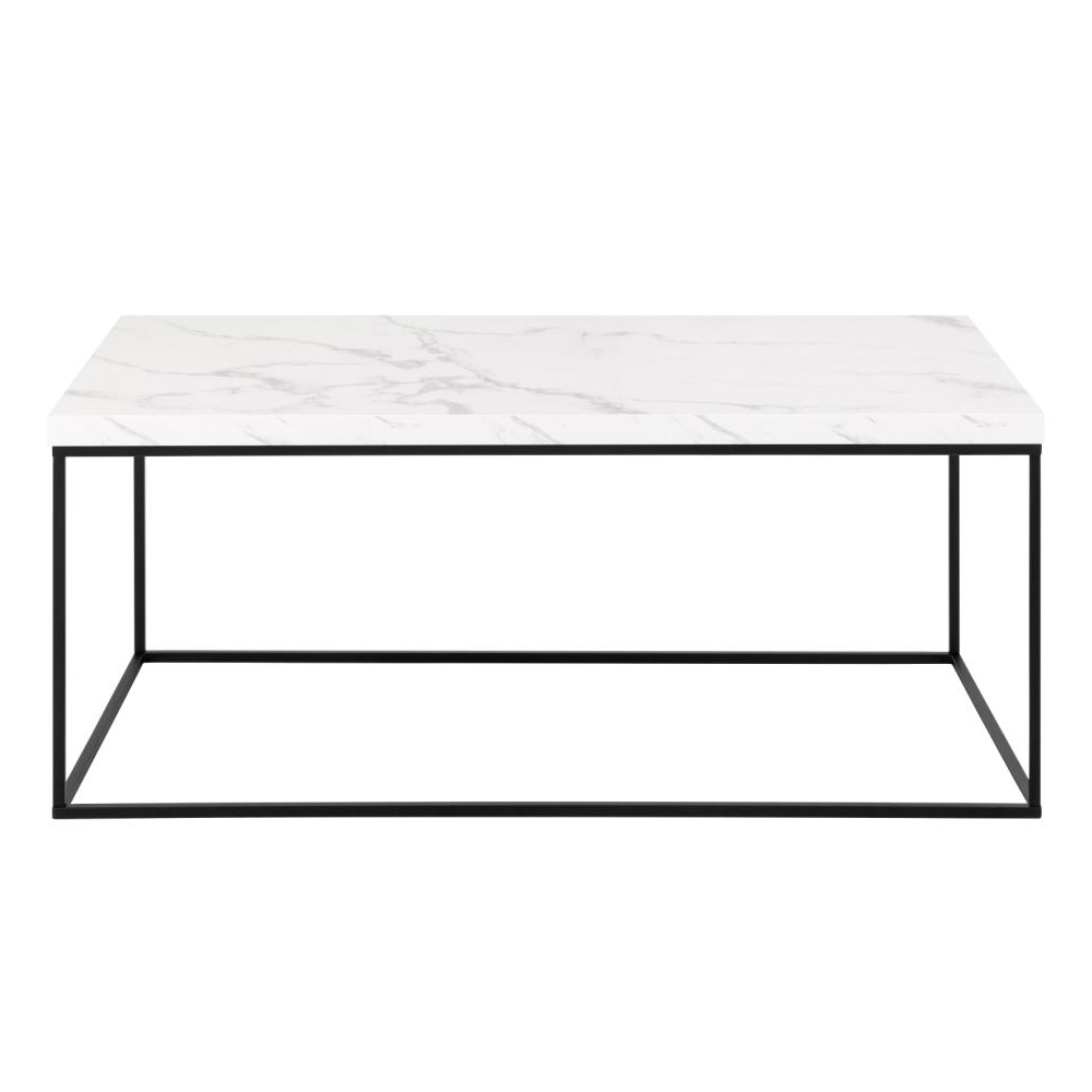 Bellmore Wooden Rectangular Coffee Table In White Marble Effect