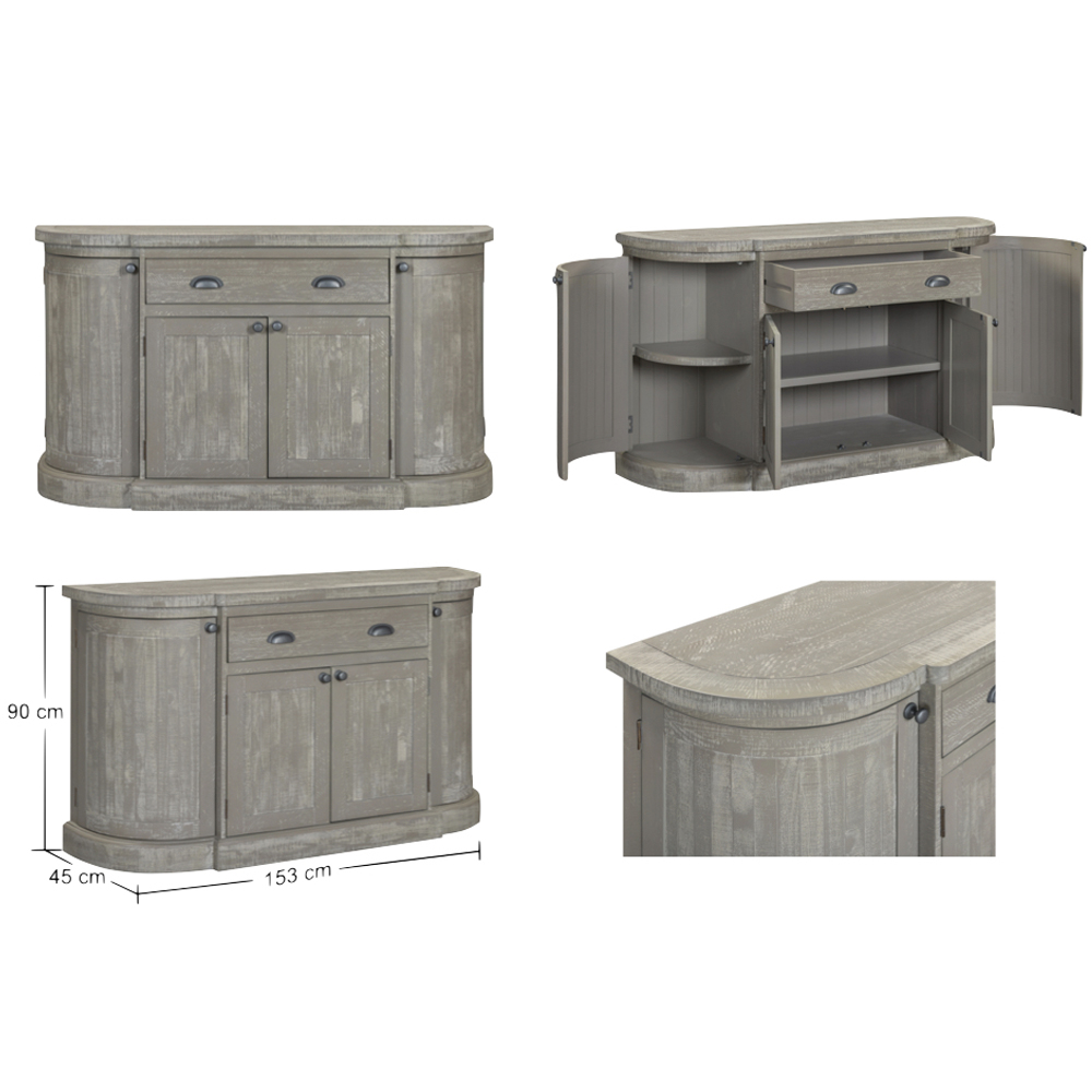 Bellmore Wooden Sideboard With 4 Doors 1 Drawer - Bordeaux