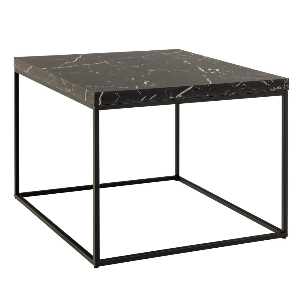 Bellmore Wooden Square Coffee Table In Black Marble Effect