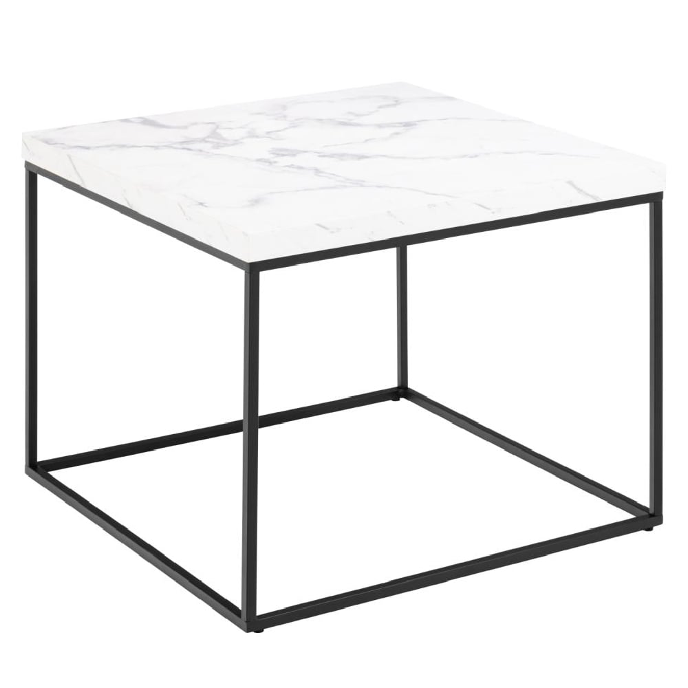 Bellmore Wooden Square Coffee Table In White Marble Effect