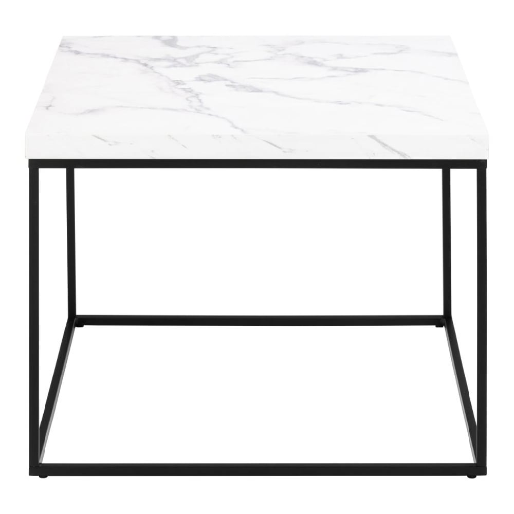 Bellmore Wooden Square Coffee Table In White Marble Effect