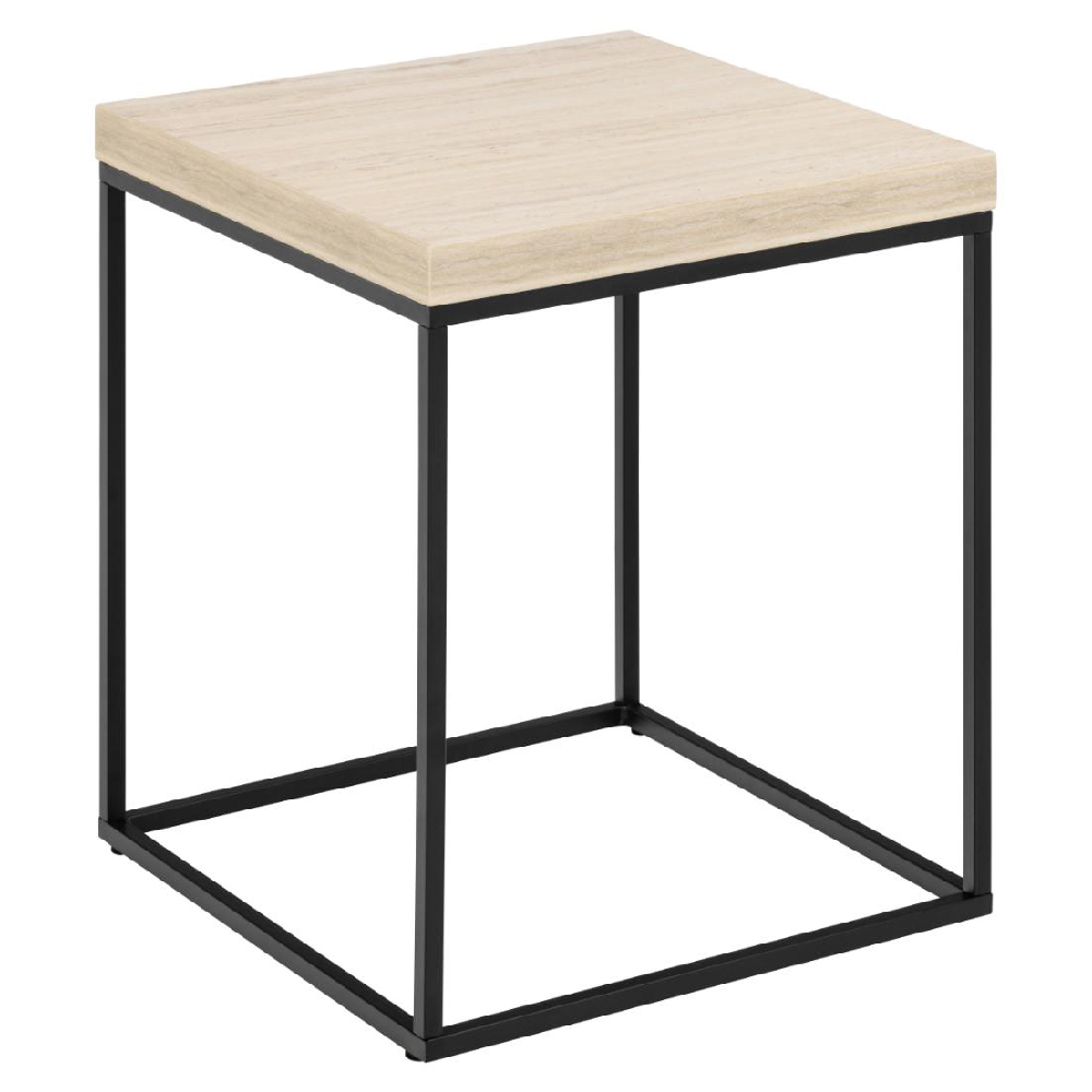 Bellmore Wooden Square Side Table In Travertine