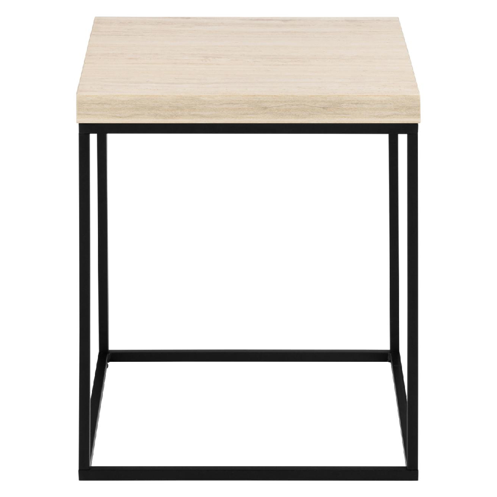 Bellmore Wooden Square Side Table In Travertine