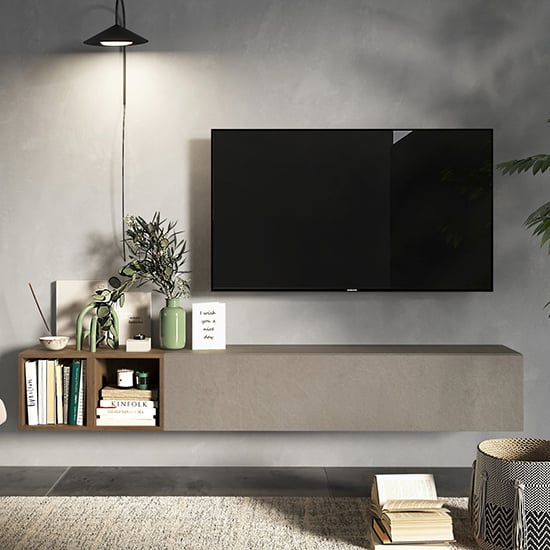 Read more about Bello wall hung wooden entertainment unit in clay mercure
