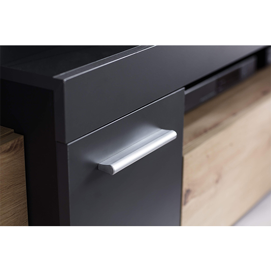 Belloz LED Living Room Furniture Set In Artisan Oak Matt Grey