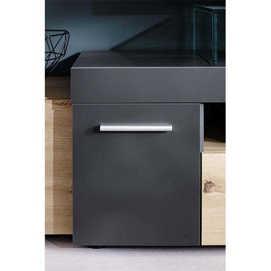 Belloz LED Living Room Furniture Set In Artisan Oak Matt Grey