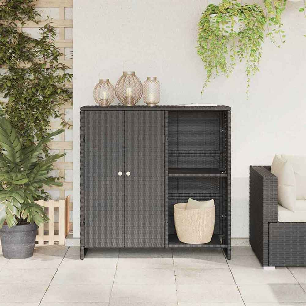 Bellport Rattan Storage Cabinet With 2 Doors In Black