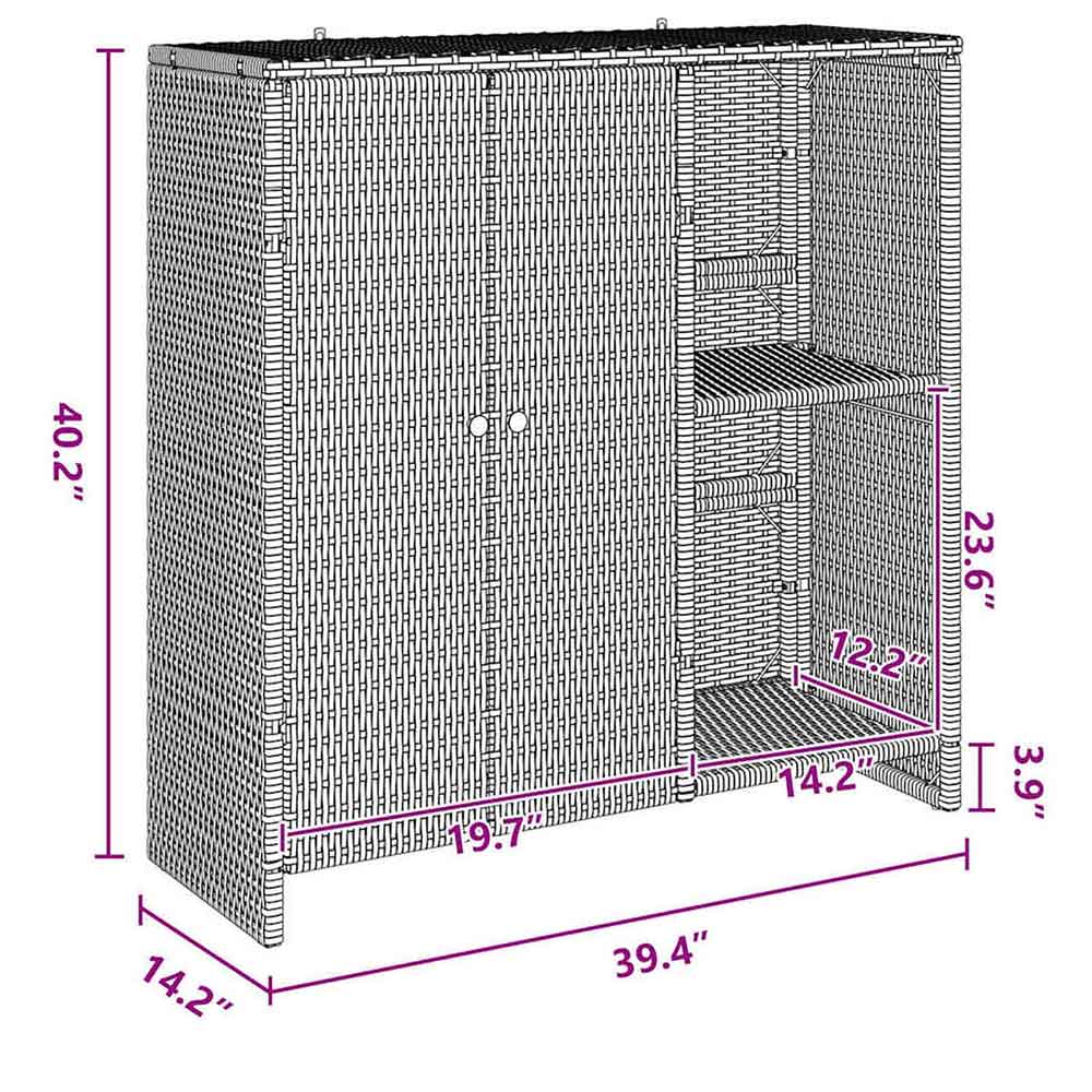Bellport Rattan Storage Cabinet With 2 Doors In Brown