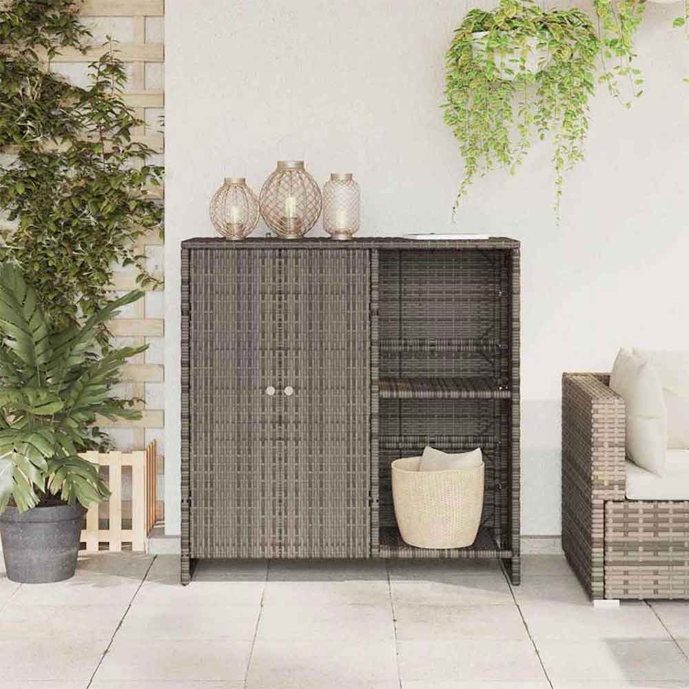 Bellport Rattan Storage Cabinet With 2 Doors In Grey