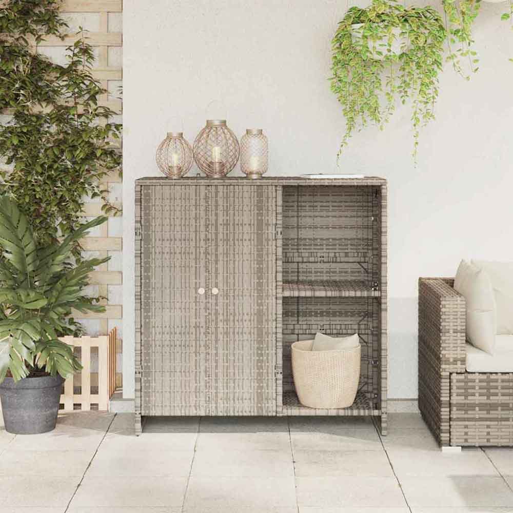 Bellport Rattan Storage Cabinet With 2 Doors In Light Grey