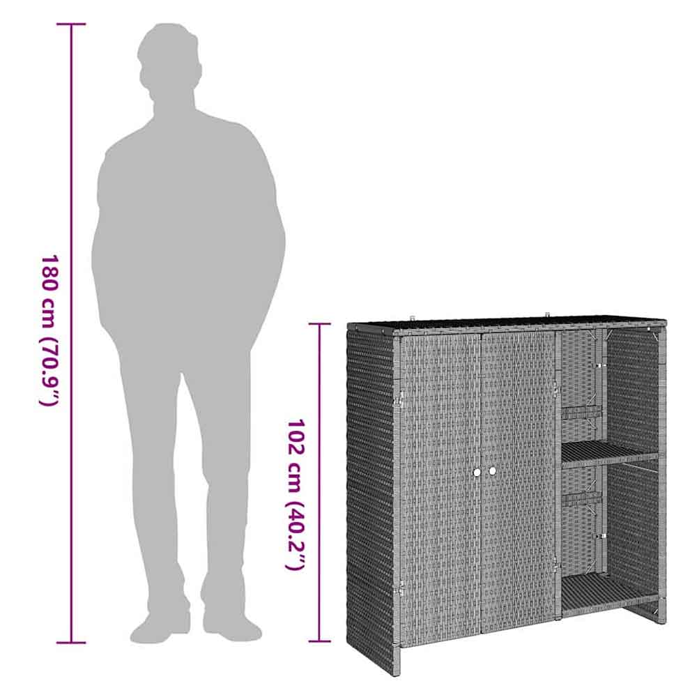 Bellport Rattan Storage Cabinet With 2 Doors In Light Grey