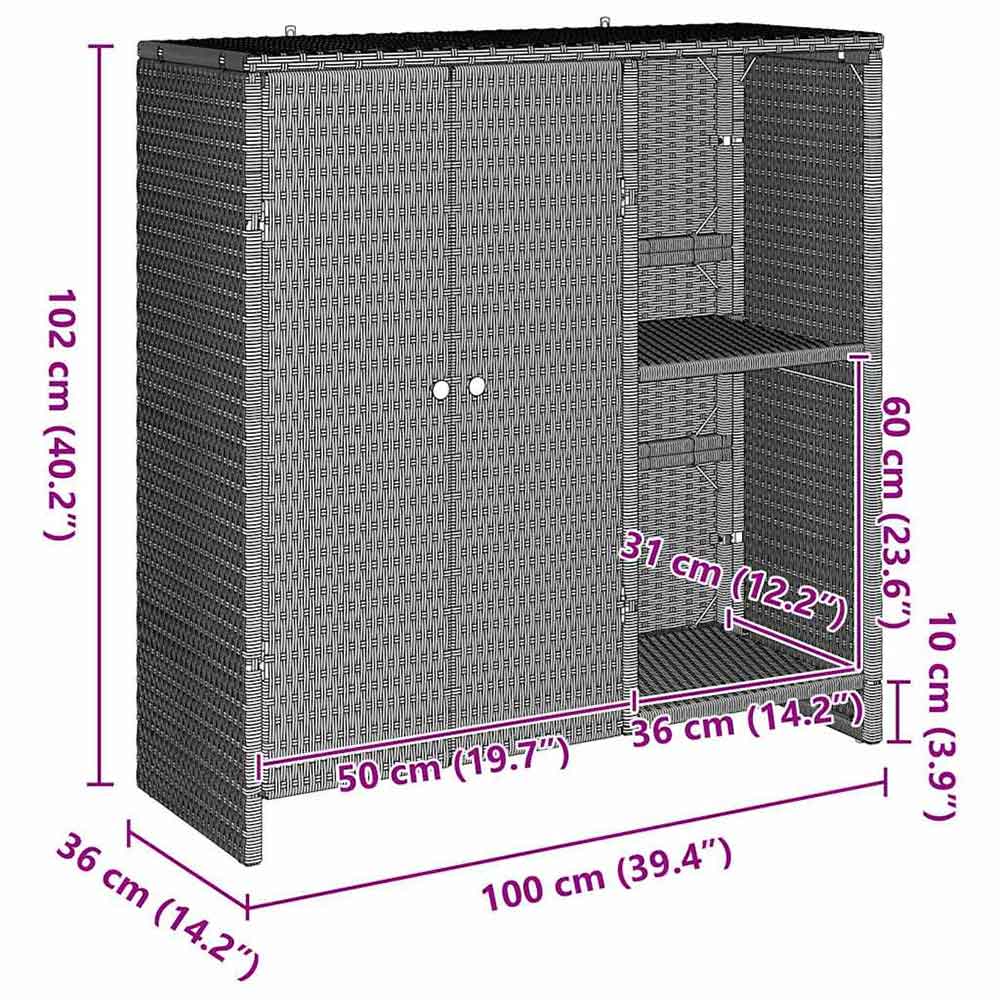 Bellport Rattan Storage Cabinet With 2 Doors In Light Grey