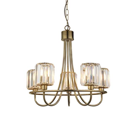 Belluno 5 Lights Semi Flush Ceiling Light In Antique Brass