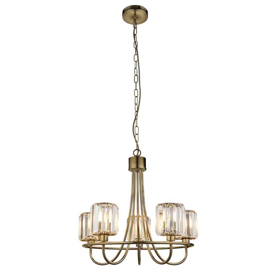 Belluno 5 Lights Semi Flush Ceiling Light In Antique Brass