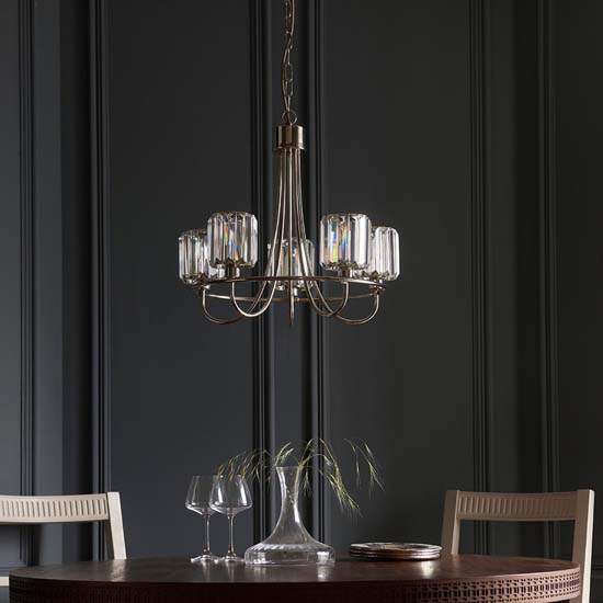 Belluno 5 Lights Semi Flush Ceiling Light In Bright Nickel